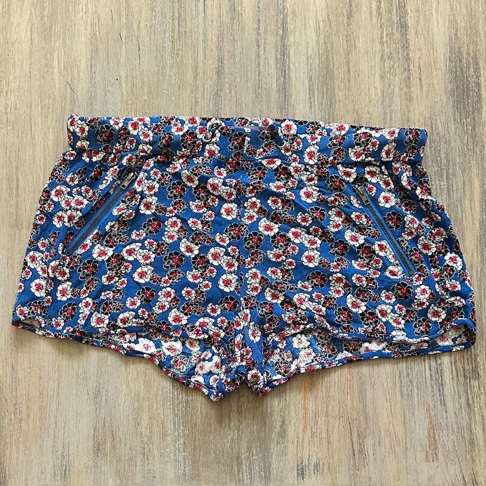 Boom Boom Jeans Floral High Waist Shorts - Blue and Red